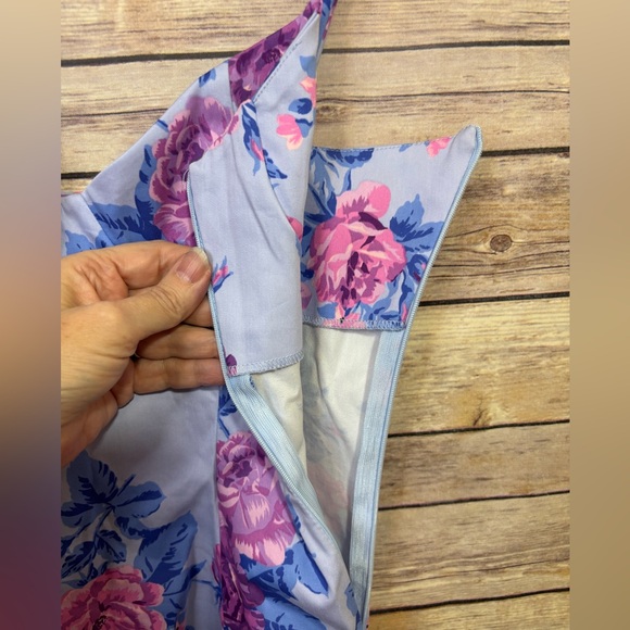 Zara Floral Mini Dress Size XS Blue pink - Picture 7 of 7